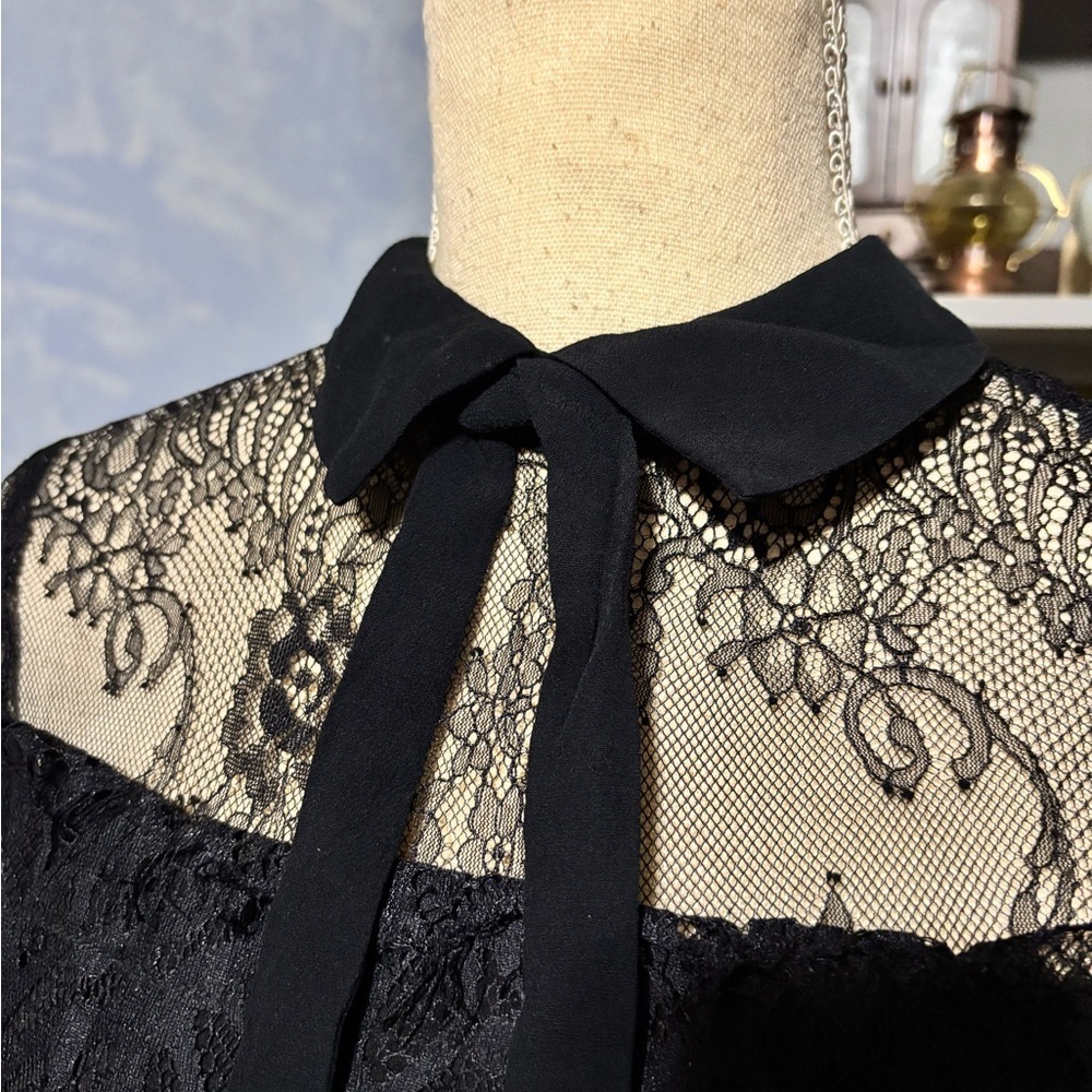 Twik Black Lace Mini Dress #lace #bow #preppy #goth - Picture 6 of 12